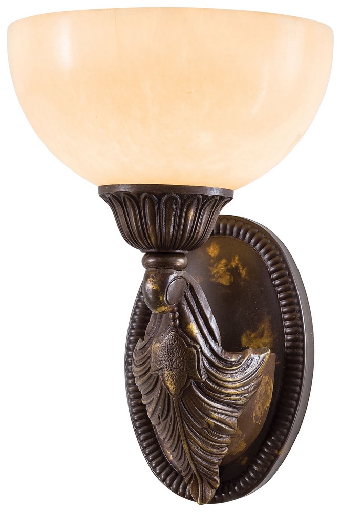 Minka Metropolitan Lighting-N200401-One Light Wall Sconce   Antique Oxidized Bronze Finish with White Alabaster Glass