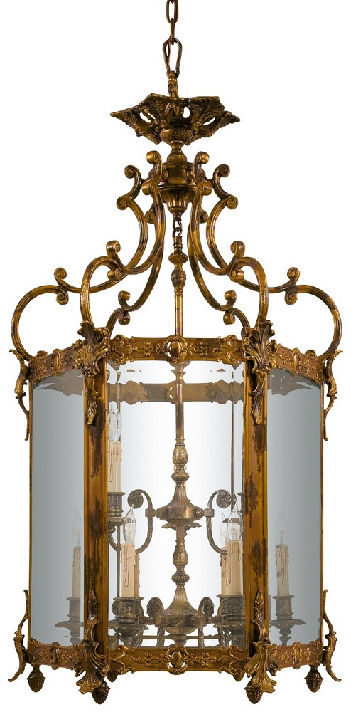 Minka Metropolitan Lighting-N2345-Nine Light Foyer   Oxide Brass Finish with Clear Beveled Glass