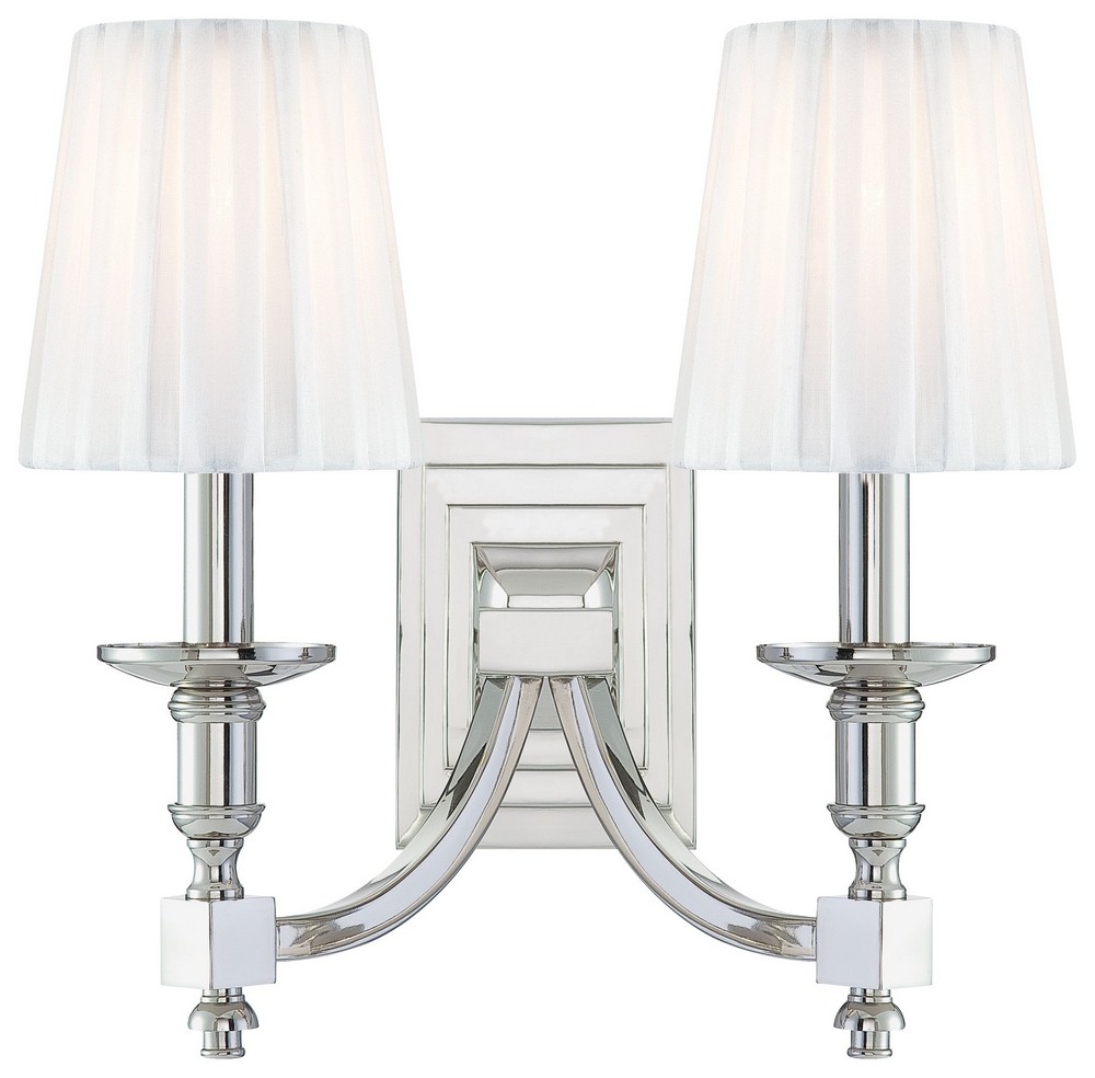 Minka Metropolitan Lighting-N2642-613-Continental Classics - Two Light Wall Sconce   Polished Nickel Finish with White Cloth Shade
