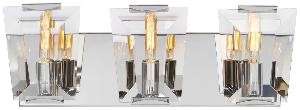 Minka Metropolitan Lighting-N2983-613-Castle Aurora - Three Light Bath Vanity   Polished Nickel Finish with Clear Crystal