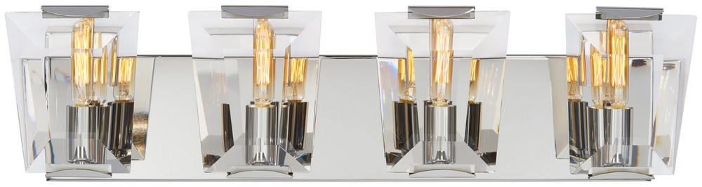 Minka Metropolitan Lighting-N2984-613-Castle Aurora - Four Light Bath Vanity   Polished Nickel Finish with Clear Crystal