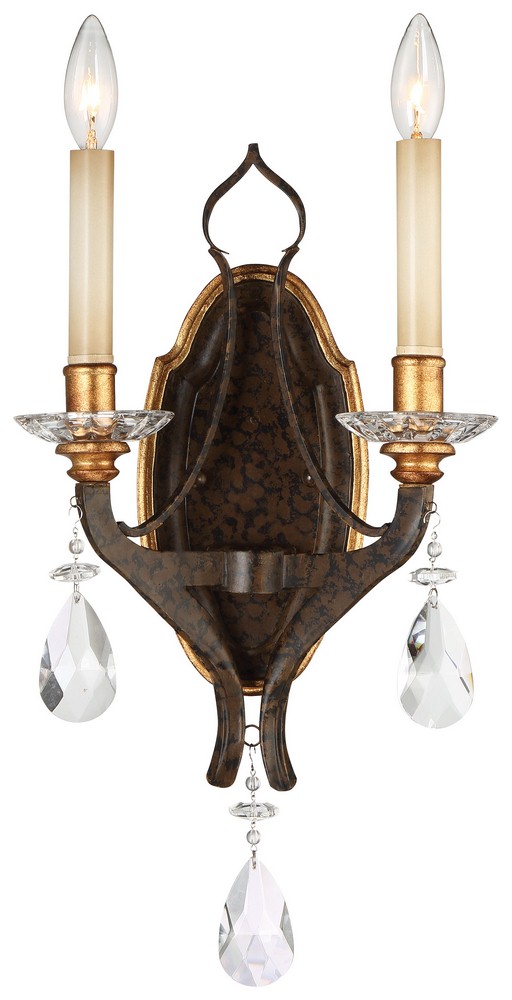 Minka Metropolitan Lighting-N6452-652-Chateau Nobles - Two Light Wall Sconce   Raven Bronze/Sunburst Gold Heritage Finish with Clear Crystal