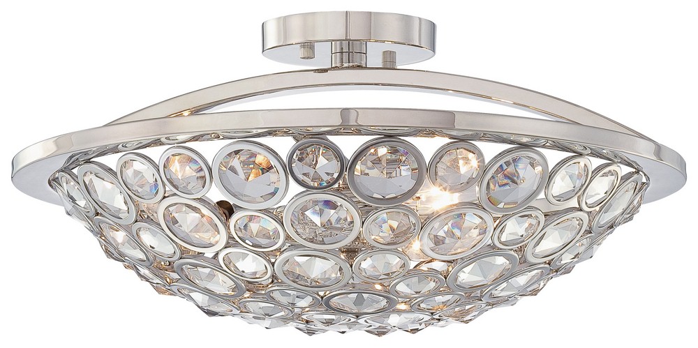 Minka Metropolitan Lighting-N6750-613-Magique - Three Light Semi-Flush Mount   Polished Nickel Finish with Clear Crystal
