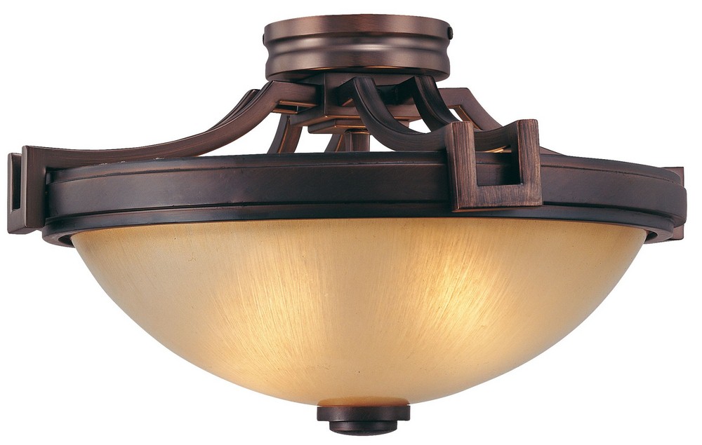 Minka Metropolitan Lighting-N6960-1-267B-Underscore - Two Light Semi-Flush Mount   Cimmaron Bronze Finish with Brushed Caramel Silk Glass