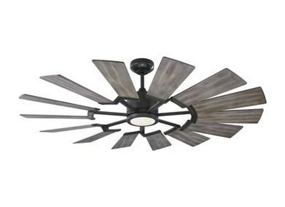 Monte Carlo Fans-14PRR52AGPD-Prairie 52 - 14 Blade 52 Inch Ceiling Fan with Handheld Control and Includes Light Kit in Style - 52 Inches Wide by 14.13 Inches High   Aged Pewter Finish with Light Grey 
