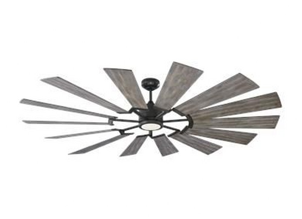 Monte Carlo Fans-14PRR72AGPD-Pottery Mead - Blade Ceiling Fan with Handheld Control and Includes Light Kit - 72 Inches Wide by 14.13 Inches High Aged Pewter  Brushed Steel Finish with Washed Oak Blade