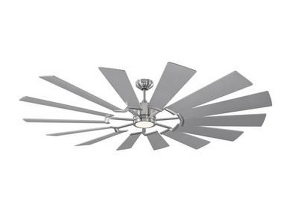 Monte Carlo Fans-14PRR72BSD-Pottery Mead - Blade Ceiling Fan with Handheld Control and Includes Light Kit - 72 Inches Wide by 14.13 Inches High   Brushed Steel Finish with Washed Oak Blade Finish with