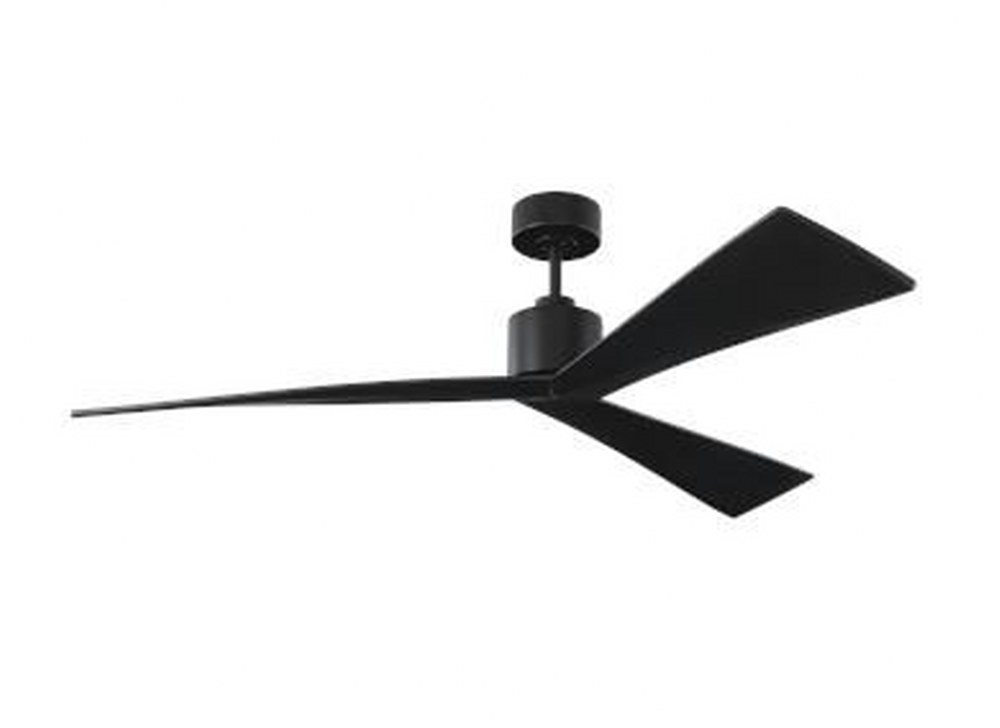 Monte Carlo Fans-3ADR60BKBK-Adler - 3 Blade Ceiling Fan in Modern Style - 60 Inches Wide by 12.5 Inches High   Matte Black Finish with Black Blade Finish
