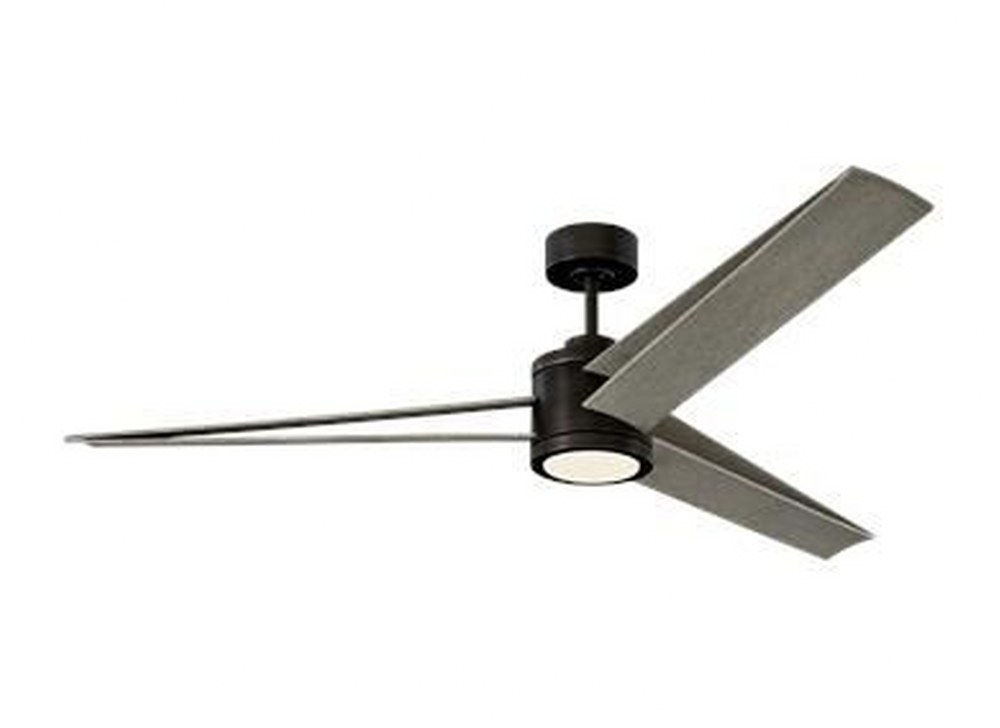 Monte Carlo Fans-3AMR60AGPD-Armstrong - 3 Blade Ceiling Fan with Handheld Control and Includes Light Kit in Modern Style - 60 Inches Wide by 14.1 Inches High   Aged Pewter Finish with Light Grey Weath