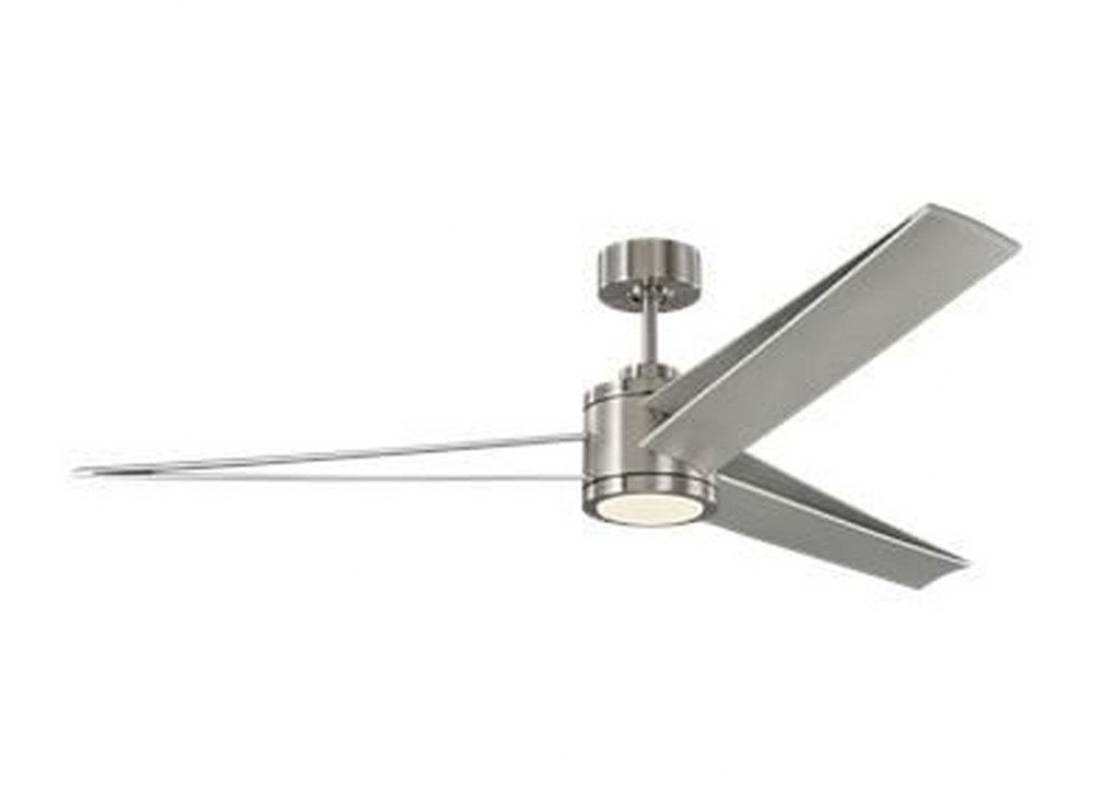 Monte Carlo Fans-3AMR60BSD-Armstrong - 3 Blade Ceiling Fan with Handheld Control and Includes Light Kit in Modern Style - 60 Inches Wide by 14.1 Inches High Brushed Steel  Aged Pewter Finish with Ligh