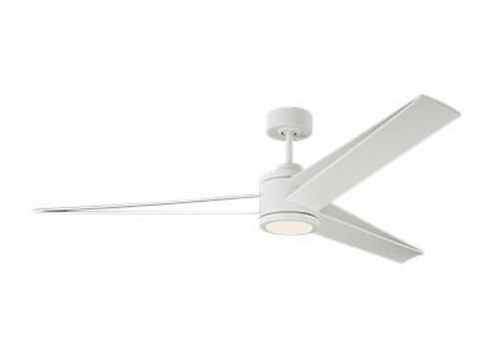 Monte Carlo Fans-3AMR60RZWD-Armstrong - 3 Blade Ceiling Fan with Handheld Control and Includes Light Kit in Modern Style - 60 Inches Wide by 14.1 Inches High Matte White  Aged Pewter Finish with Light