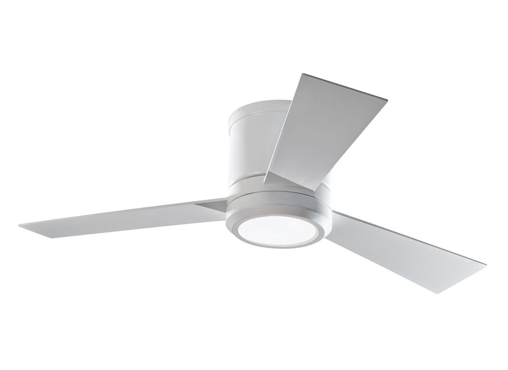 Monte Carlo Fans-3CLYR42RZWD-V1-3 Blade Ceiling Fan with Handheld Control and Includes Light Kit in Modern Style - 42 Inches Wide by 9.2 Inches High   Rubberized White Finish with Frosted Acrylic Glas