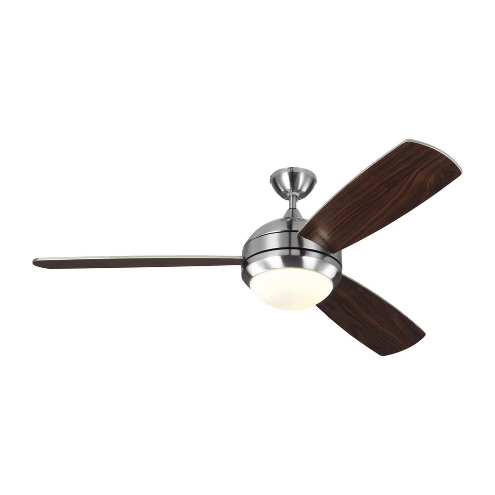 Monte Carlo Fans-3DIR58BSD-V1-Discus Trio Max - Ceiling Fan with Light Kit in Transitional Style - 58 Inches Wide by 15.7 Inches High   Brushed Steel Finish with Silver/American Walnut Blade Finish wi