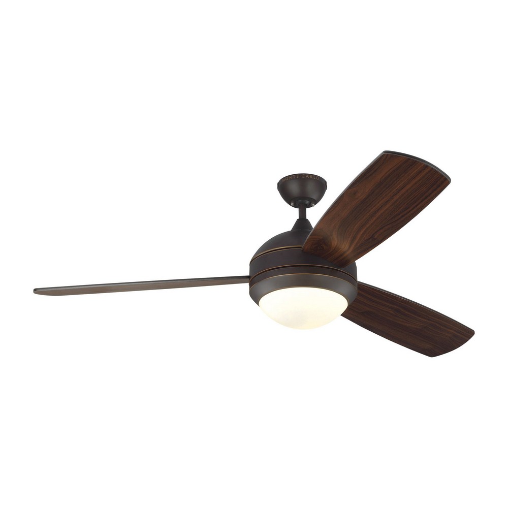 Monte Carlo Fans-3DIR58RBD-V1-Discus Trio Max - Ceiling Fan with Light Kit in Transitional Style - 58 Inches Wide by 15.7 Inches High   Roman Bronze Finish with Bronze Blade Finish with Undefined Glas