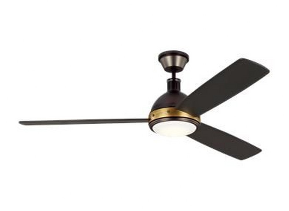 Monte Carlo Fans-3HCKR60BNZHABD-Hicks - 60 Inch 3 Blade Ceiling Fan with Light Kit Deep Bronze  Hand-Rubbed Antique Brass Finish with Dark Mahogany Blade Finish with Matte Opal Glass