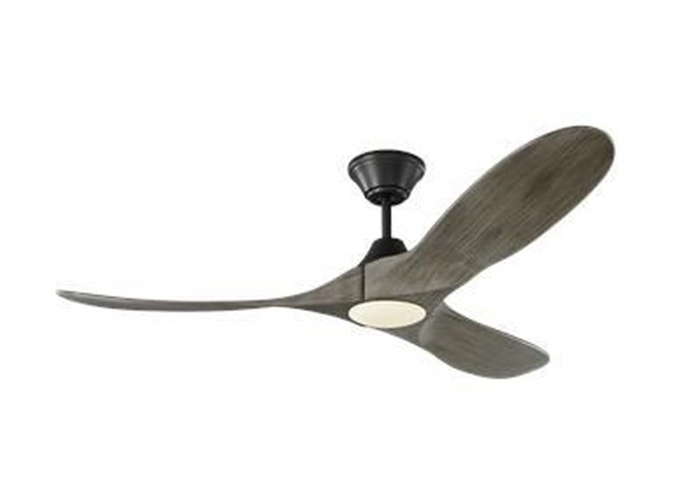 Monte Carlo Fans-3MAVR52AGPD-Maverick II LED - 3 Blade Ceiling Fan with Handheld Control and Includes Light Kit in Modern Style - 52 Inches Wide by 13.8 Inches High Aged Pewter Light Grey Weathered Oa