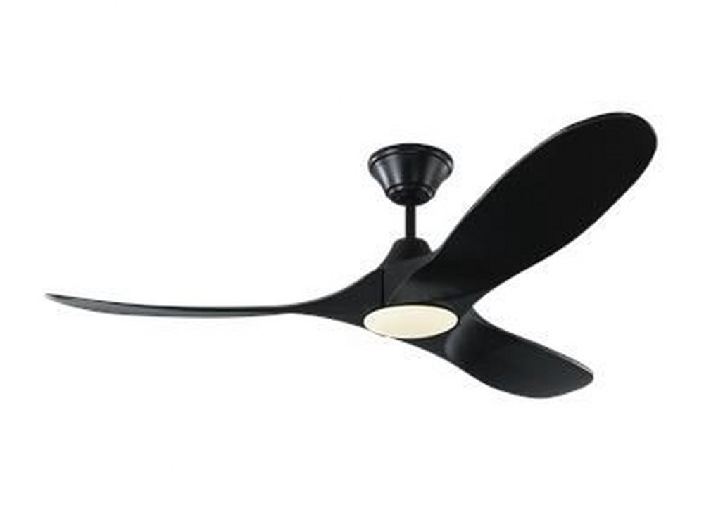 Monte Carlo Fans-3MAVR52BKBKD-Maverick II LED - 3 Blade Ceiling Fan with Handheld Control and Includes Light Kit in Modern Style - 52 Inches Wide by 13.8 Inches High Matte Black Black Aged Pewter Fini