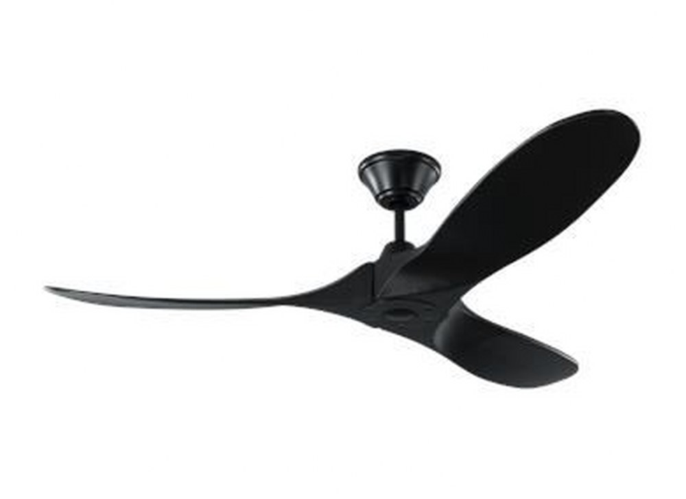 Monte Carlo Fans-3MAVR52BKBK-Maverick II - 3 Blade Ceiling Fan with Handheld Control in Style - 52 Inches Wide by 13.91 Inches High Matte Black Black Matte White Finish with Matte White Blade Finish