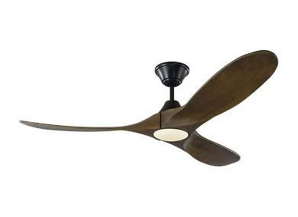 Monte Carlo Fans-3MAVR52BKD-Maverick II LED - 3 Blade Ceiling Fan with Handheld Control and Includes Light Kit in Modern Style - 52 Inches Wide by 13.8 Inches High Matte Black Dark Walnut Aged Pewter 