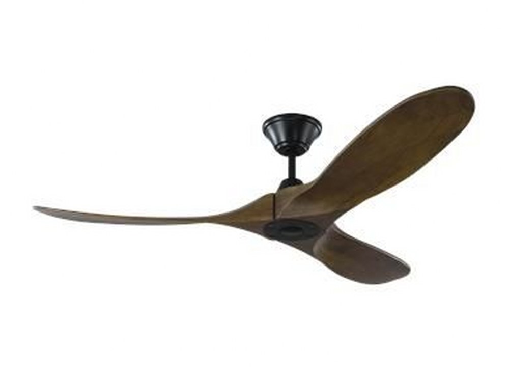 Monte Carlo Fans-3MAVR52BK-Maverick II - 3 Blade Ceiling Fan with Handheld Control in Style - 52 Inches Wide by 13.91 Inches High   Matte Black Finish with Dark Walnut Blade Finish