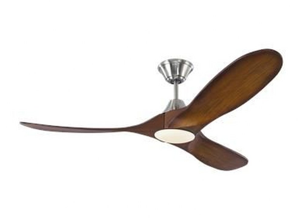 Monte Carlo Fans-3MAVR52BSKOAD-Maverick II LED - 3 Blade Ceiling Fan with Handheld Control and Includes Light Kit in Modern Style - 52 Inches Wide by 13.8 Inches High Brushed Steel Koa Aged Pewter Fin