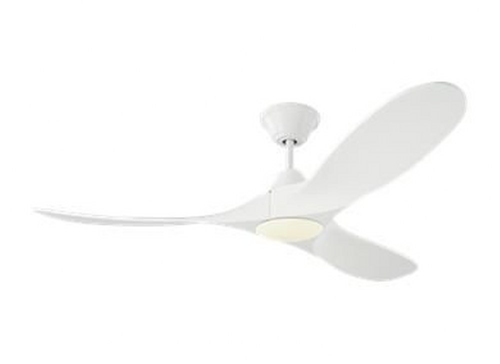 Monte Carlo Fans-3MAVR52RZWD-Maverick II LED - 3 Blade Ceiling Fan with Handheld Control and Includes Light Kit in Modern Style - 52 Inches Wide by 13.8 Inches High Matte White Matte White Aged Pewter