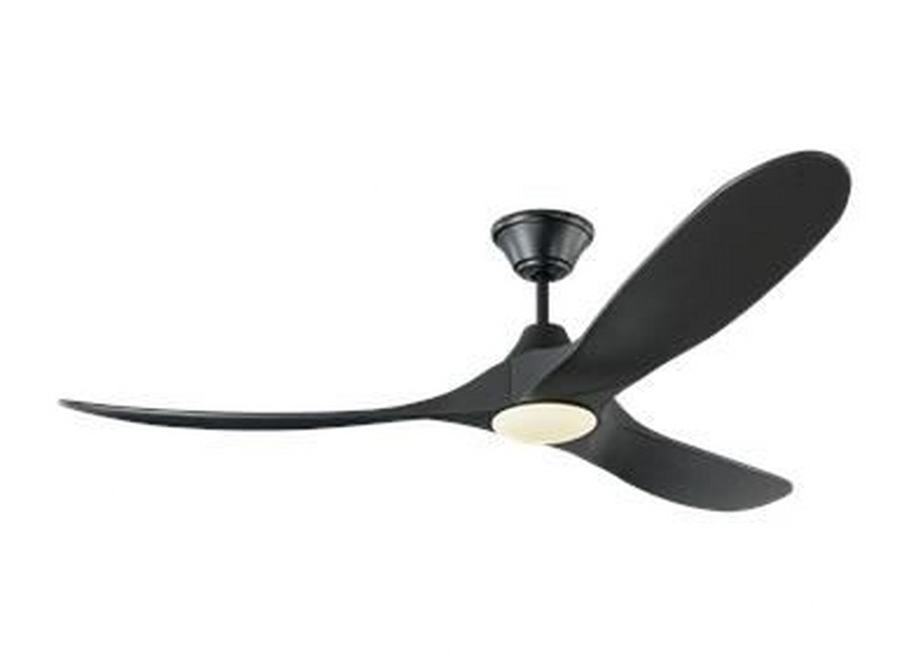 Monte Carlo Fans-3MAVR60BKBKD-Maverick LED - 3 Blade Ceiling Fan with Handheld Control and Includes Light Kit in Modern Style - 60 Inches Wide by 13.8 Inches High Matte Black Black Aged Pewter Finish 