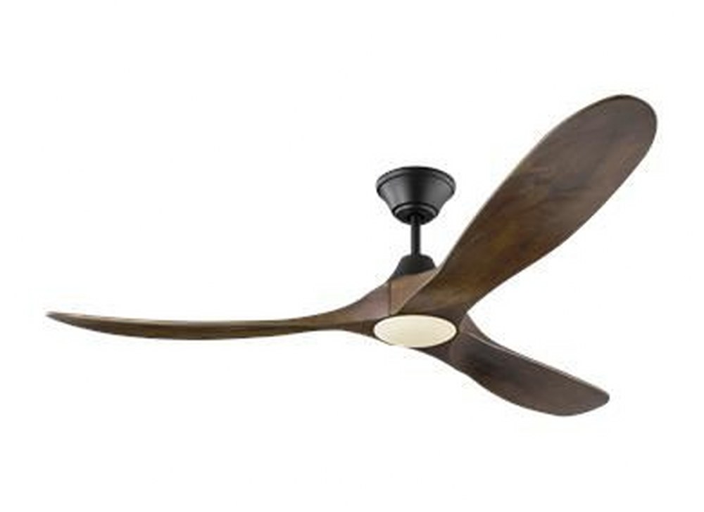 Monte Carlo Fans-3MAVR60BKD-Maverick LED - 3 Blade Ceiling Fan with Handheld Control and Includes Light Kit in Modern Style - 60 Inches Wide by 13.8 Inches High Matte Black Dark Walnut Aged Pewter Fin