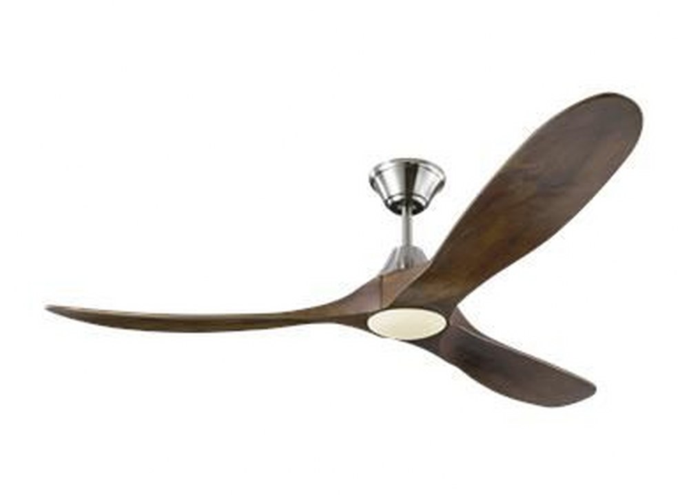 Monte Carlo Fans-3MAVR60BSD-Maverick LED - 3 Blade Ceiling Fan with Handheld Control and Includes Light Kit in Modern Style - 60 Inches Wide by 13.8 Inches High Brushed Steel Dark Walnut Aged Pewter F