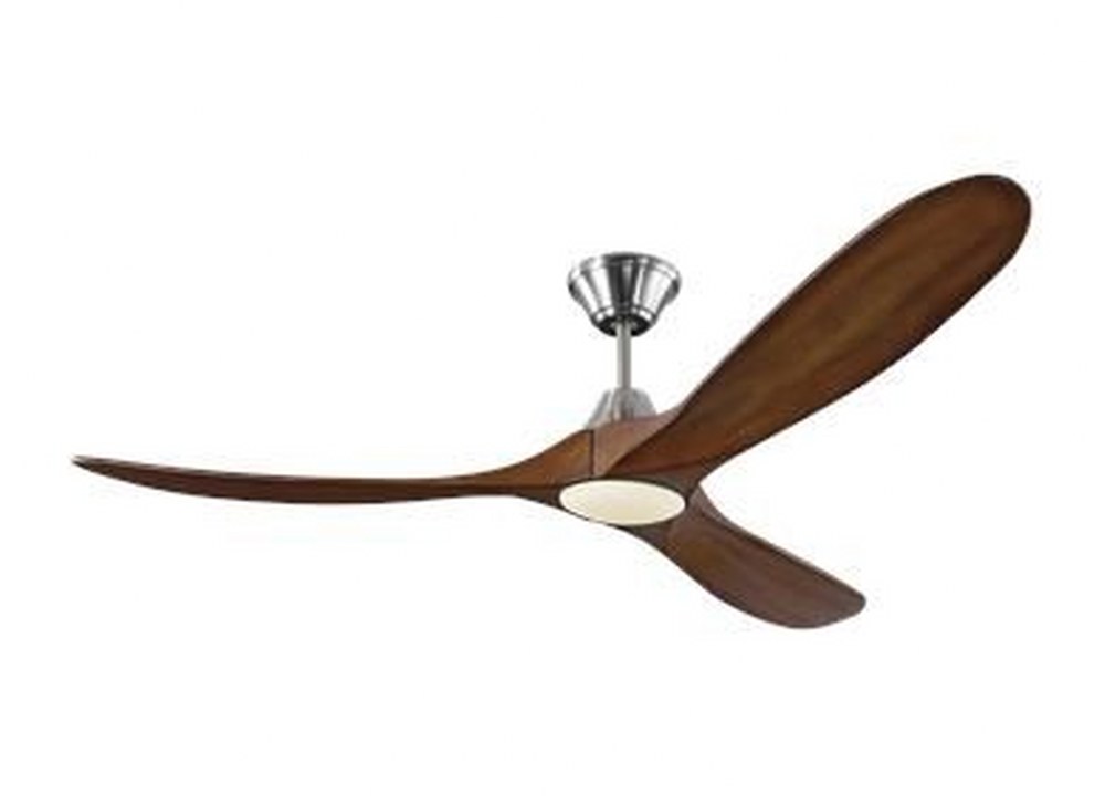 Monte Carlo Fans-3MAVR60BSKOAD-Maverick LED - 3 Blade Ceiling Fan with Handheld Control and Includes Light Kit in Modern Style - 60 Inches Wide by 13.8 Inches High Brushed Steel Koa Aged Pewter Finish