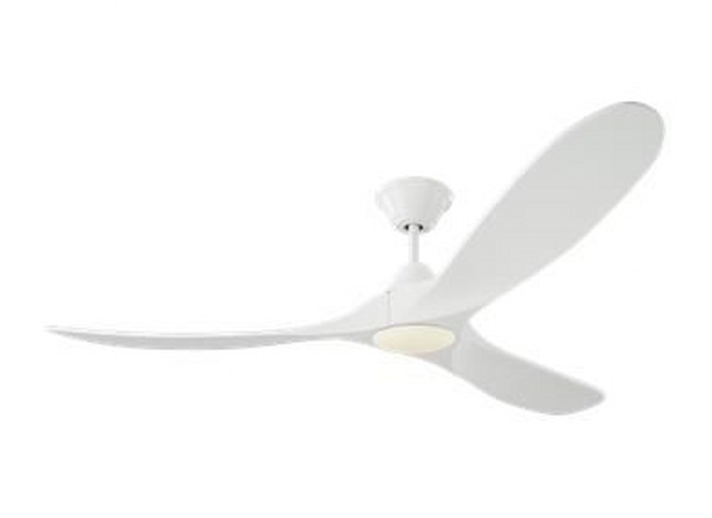 Monte Carlo Fans-3MAVR60RZWD-Maverick LED - 3 Blade Ceiling Fan with Handheld Control and Includes Light Kit in Modern Style - 60 Inches Wide by 13.8 Inches High Matte White Matte White Aged Pewter Fi