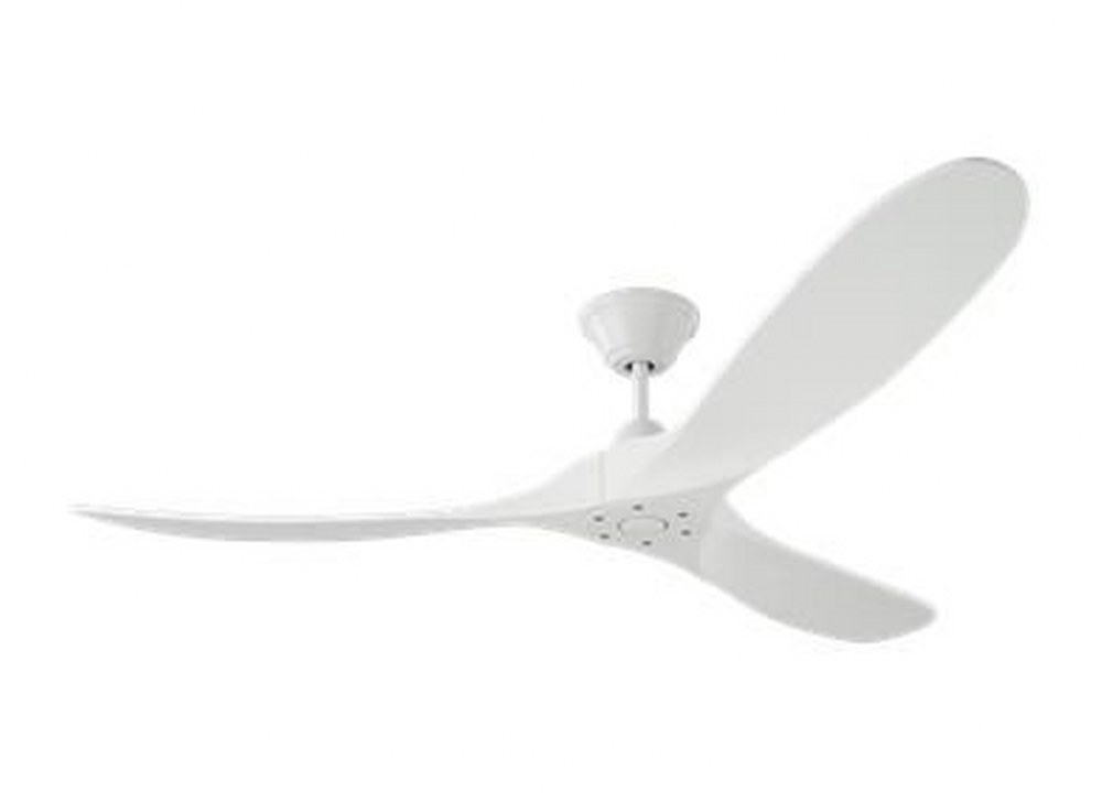 Monte Carlo Fans-3MAVR60RZW-Maverick - 3 Blade Ceiling Fan with Handheld Control in Contemporary Style - 60 Inches Wide by 11.7 Inches High   Matte White Finish with Matte White Blade Finish