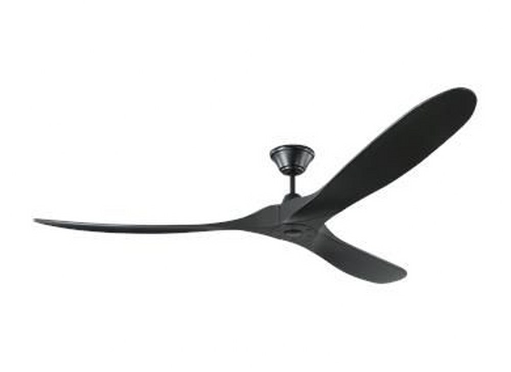 Monte Carlo Fans-3MAVR70BKBK-Maverick Max - 3 Blade Ceiling Fan with Handheld Control in Contemporary Style - 70 Inches Wide by 11.7 Inches High   Matte Black Finish with Black Blade Finish
