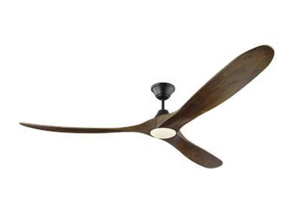 Monte Carlo Fans 3MAVR70BKD Maverick Max LED, 3 Blade Ceiling Fan with Handheld Control and Includes Light Kit in Modern Style - 70 Inches Wide by 13.8 Inches High  Matte Black Finish with Dark Walnut Blade Finish with Opal Etched Glass