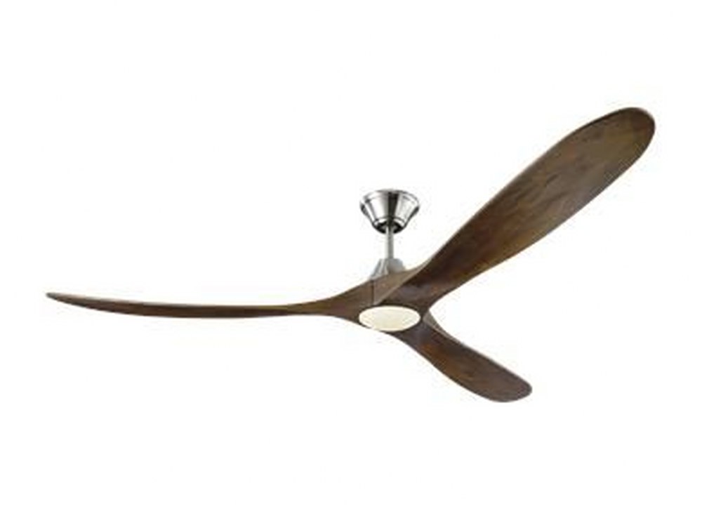 Monte Carlo Fans-3MAVR70BSD-Maverick Max LED - 3 Blade Ceiling Fan with Handheld Control and Includes Light Kit in Modern Style - 70 Inches Wide by 13.8 Inches High Brushed Steel Dark Walnut Aged Pewt