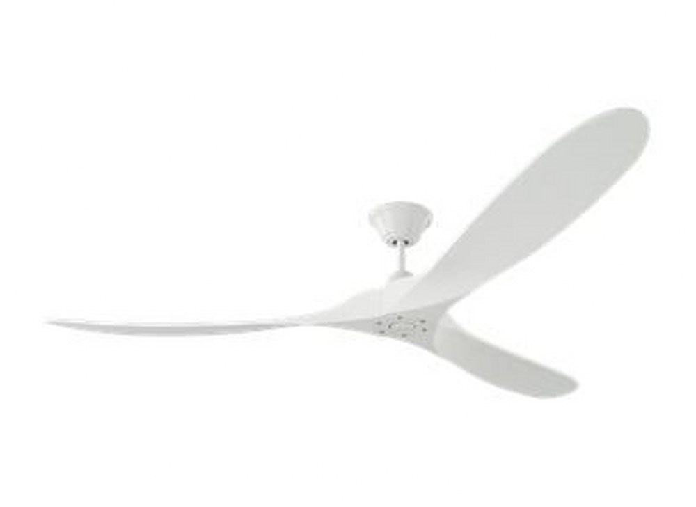 Monte Carlo Fans-3MAVR70RZW-Maverick Max - 3 Blade Ceiling Fan with Handheld Control in Contemporary Style - 70 Inches Wide by 11.7 Inches High   Matte White Finish with Matte White Blade Finish