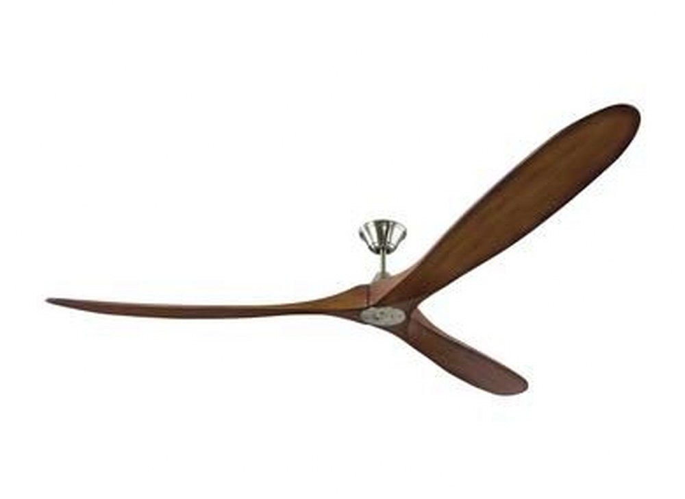 Monte Carlo Fans-3MAVR88BSKOA-Maverick Super Max - 3 Blade Ceiling Fan with Handheld Control in Modern Style - 88 Inches Wide by 13.69 Inches High   Brushed Steel Finish with Koa Blade Finish
