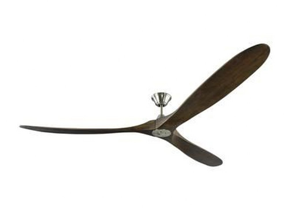 Monte Carlo Fans-3MAVR88BS-Maverick Super Max - 3 Blade Ceiling Fan with Handheld Control in Modern Style - 88 Inches Wide by 13.69 Inches High   Brushed Steel Finish with Dark Walnut Blade Finish