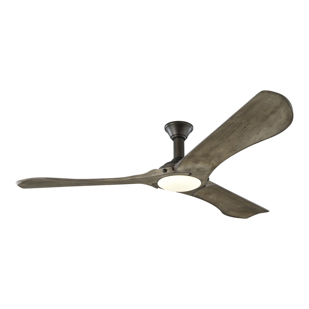 Monte Carlo Fans-3MNLR72AGPD-V1-Minimalist Max - 3 Blade Ceiling Fan with Handheld Control and Includes Light Kit in Modern Style - 72 Inches Wide by 13.7 Inches High   Aged Pewter Finish with Light G