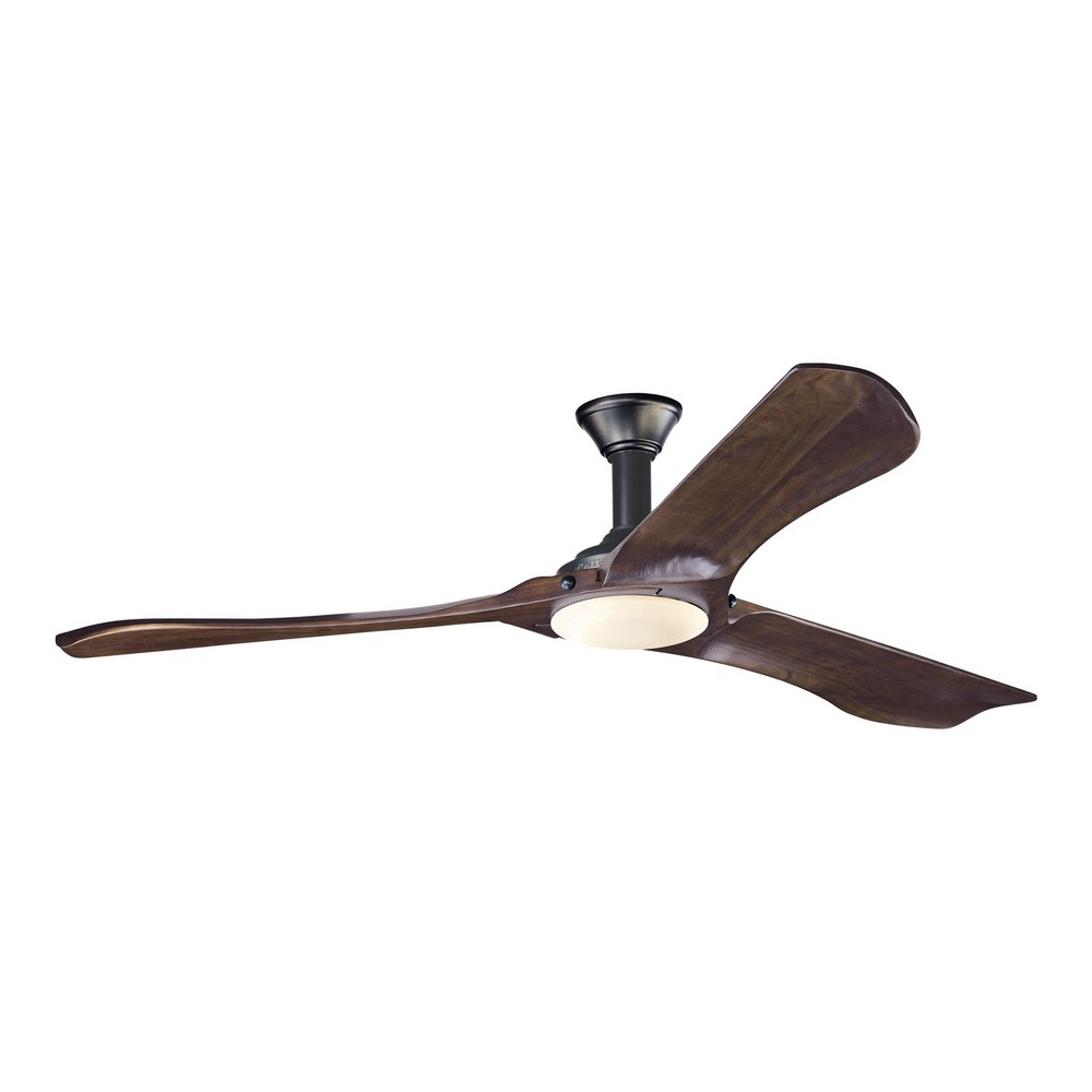 Monte Carlo Fans-3MNLR72BKD-V1-Minimalist Max - 3 Blade Ceiling Fan with Handheld Control and Includes Light Kit in Modern Style - 72 Inches Wide by 13.7 Inches High   Matte Black Finish with Dark Wal