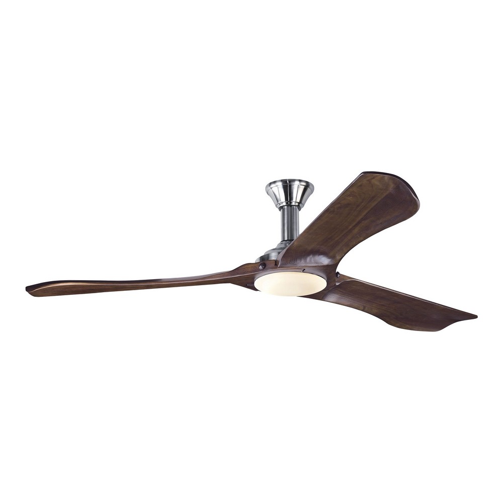 Monte Carlo Fans-3MNLR72BSD-V1-Minimalist Max - 3 Blade Ceiling Fan with Handheld Control and Includes Light Kit in Modern Style - 72 Inches Wide by 13.7 Inches High   Brushed Steel Finish with Dark W