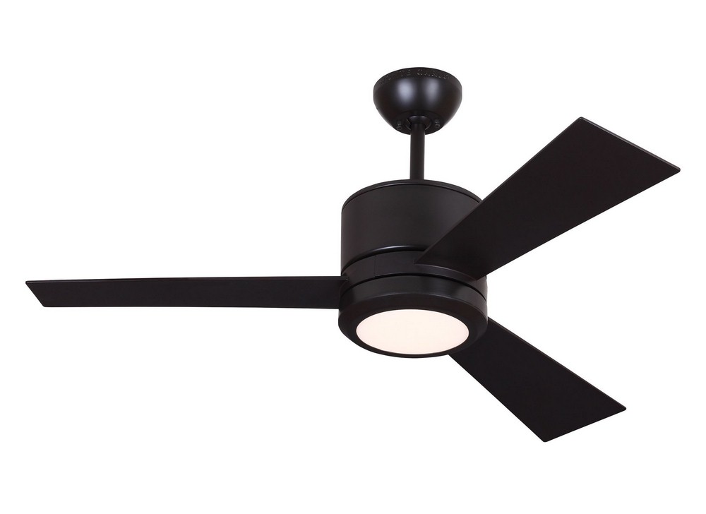 Monte Carlo Fans-3VNR42OZD-V1-3 Blade Ceiling Fan with Handheld Control in Modern Style - 42 Inches Wide by 14.6 Inches High   Oil Rubbed Bronze Finish with Frosted Acrylic Glass