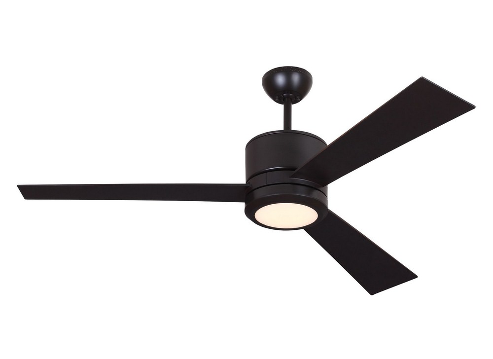 Monte Carlo Fans-3VNR52OZD-V1-3 Blade Ceiling Fan with Handheld Control in Modern Style - 52 Inches Wide by 14.6 Inches High   Oil Rubbed Bronze Finish with Frosted Acrylic Glass