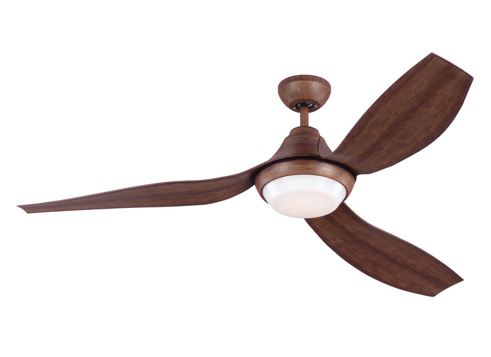 Monte Carlo Fans-3AVOR56KOAD-V1-3 Blade Ceiling Fan with Handheld Control and Includes Light Kit - 56 Inches Wide by 12.9 Inches High   Koa Finish with White Acrylic Glass