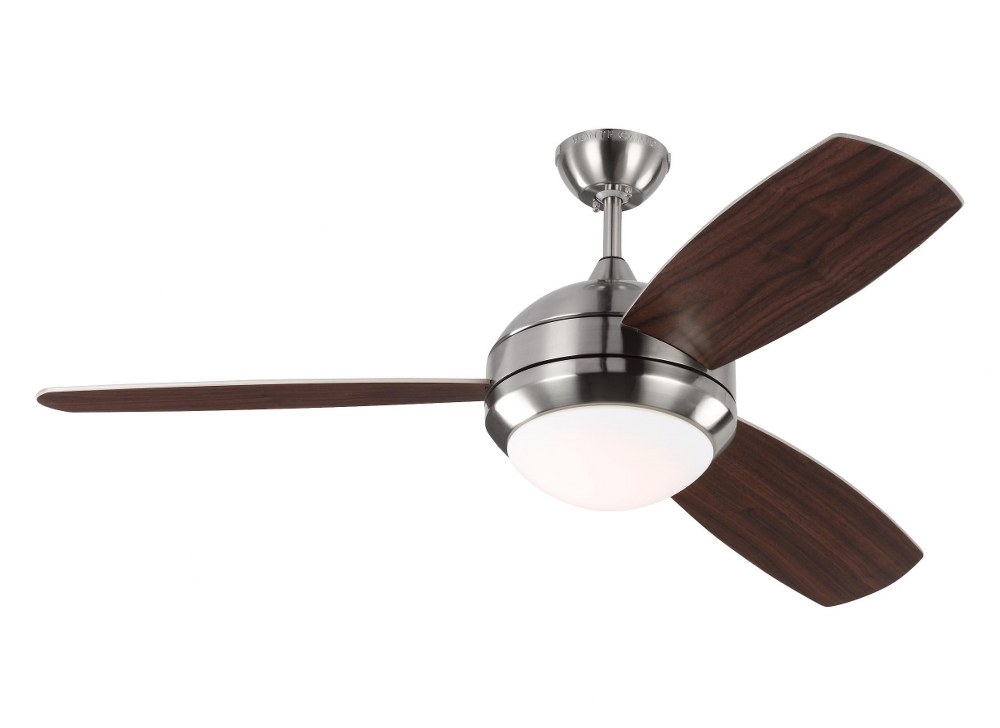 Monte Carlo Fans-3DIR52BSD-V1-3 Blade Ceiling Fan with Handheld Control and Includes Light Kit - 52 Inches Wide by 15.7 Inches High   Brushed Steel Finish with Silver Blade Finish with White Opal Glas