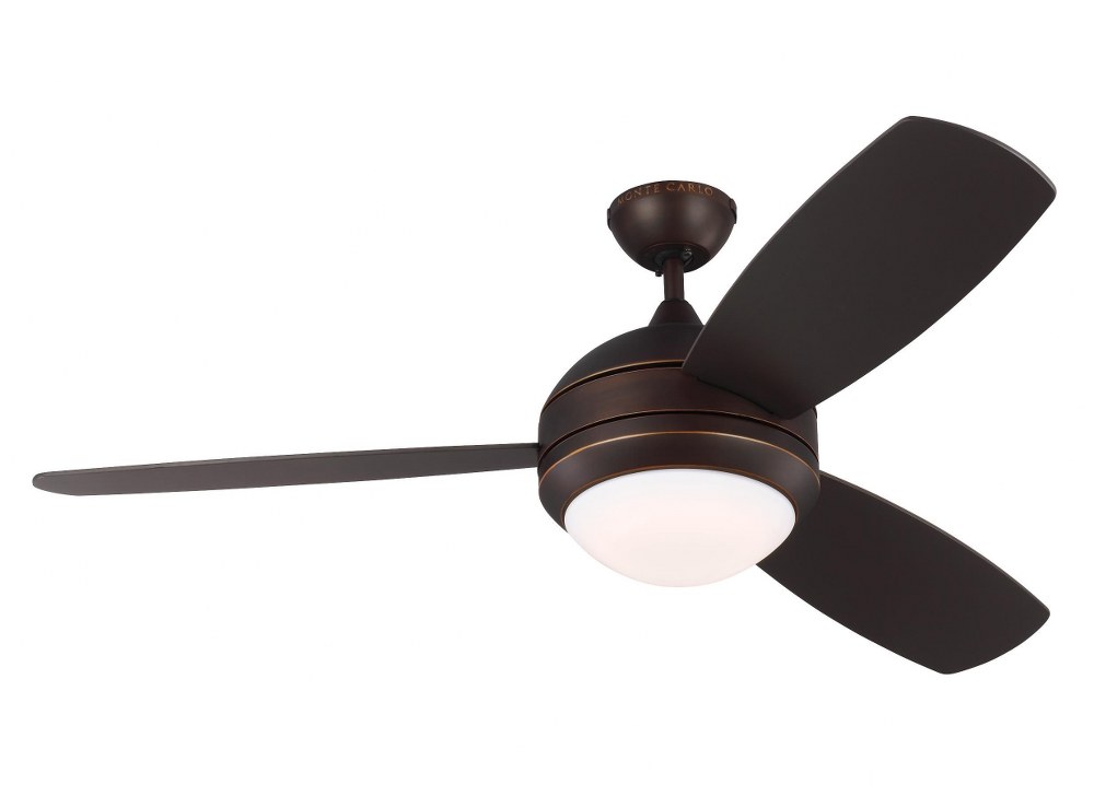 Monte Carlo Fans-3DIR52RBD-V1-3 Blade Ceiling Fan with Handheld Control and Includes Light Kit - 52 Inches Wide by 15.7 Inches High   Roman Bronze Finish with Bronze Blade Finish with White Opal Glass