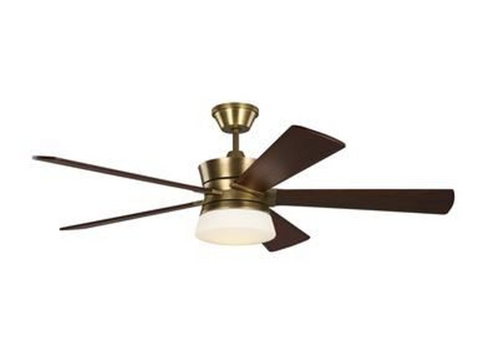 Monte Carlo Fans-5ATR56HABD-Atlantic 5 Blade 56 Inch Ceiling Fan with Handheld Control and Includes Light Kit Hand-Rubbed Antique Brass  Hand-Rubbed Antique Brass Finish with Dark Walnut Blade Finish