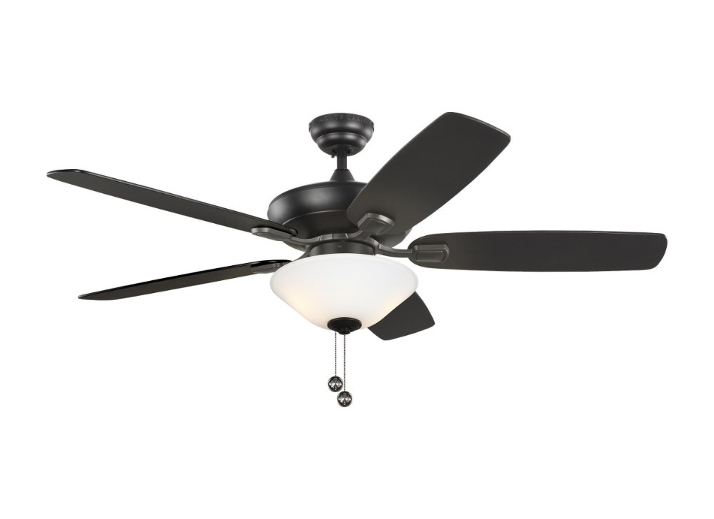 Monte Carlo Fans-5COM52MBKD-V1-Colony Max - 5 Blade Ceiling Fan with Pull Chain Control and Includes Light Kit in  Style - 52 Inches Wide by 17.7 Inches High Midnight Black/Matte White Glass  Aged Pew