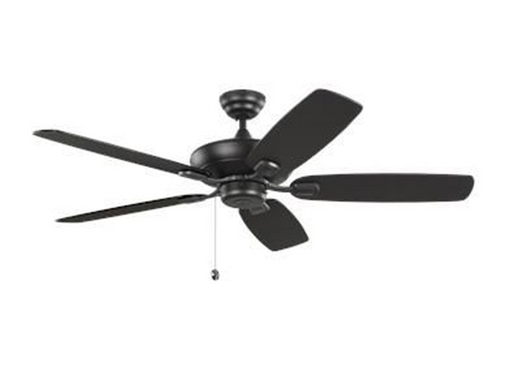 Monte Carlo Fans-5COM52MBK-Colony Max - 5 Blade Ceiling Fan with Pull Chain Control in  Style - 52 Inches Wide by 12.81 Inches High Midnight Black  White Finish with Matte White Blade Finish