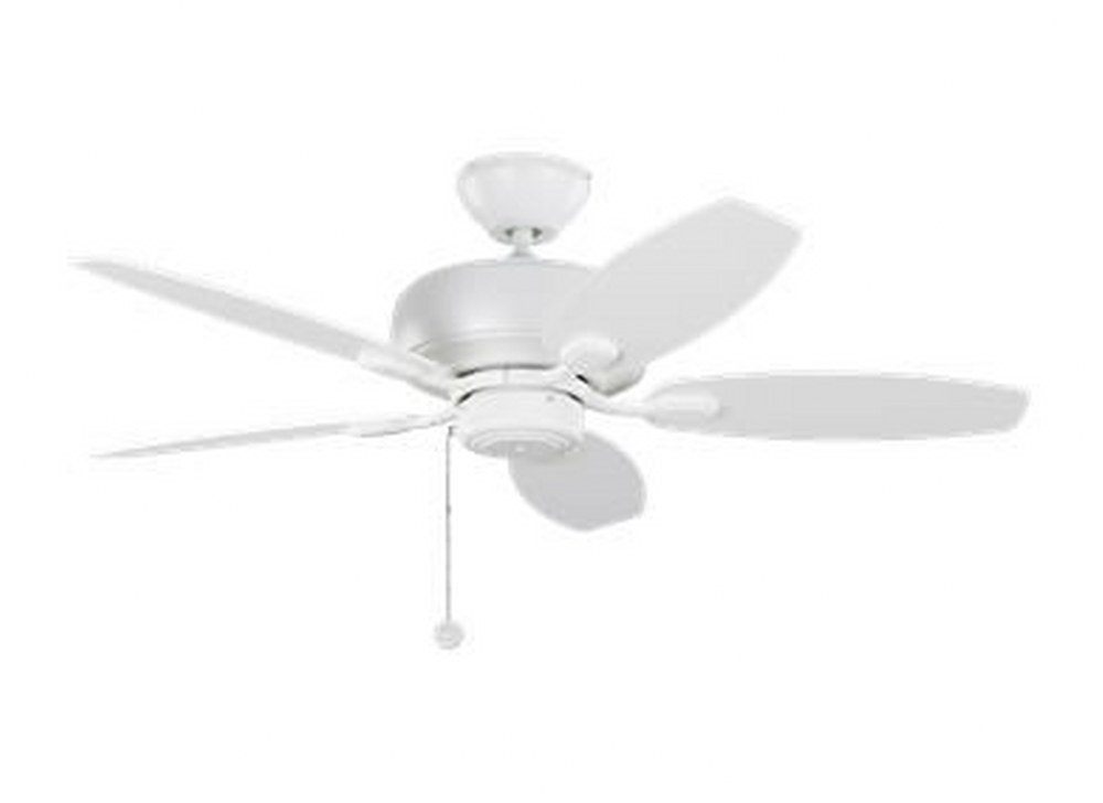 Monte Carlo Fans-5CQM44RZW-Centro Max II - 5 Blade Ceiling Fan with Pull Chain Control in Transitional Style - 44 Inches Wide by 13.09 Inches High   Matte White Finish with Matte White Blade Finish